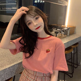 Cute Strawberry Embroidered Shirt